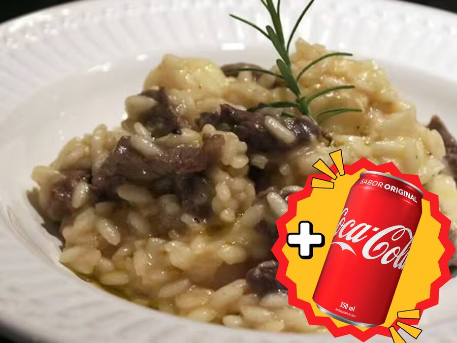 RISOTO DE E MIGNON + COCA LATA